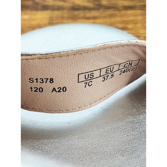 Stuart Weitzman Women’s Zoelie Silver Metallic Leather Platform Sandals Size 7 - Picture 8 of 8